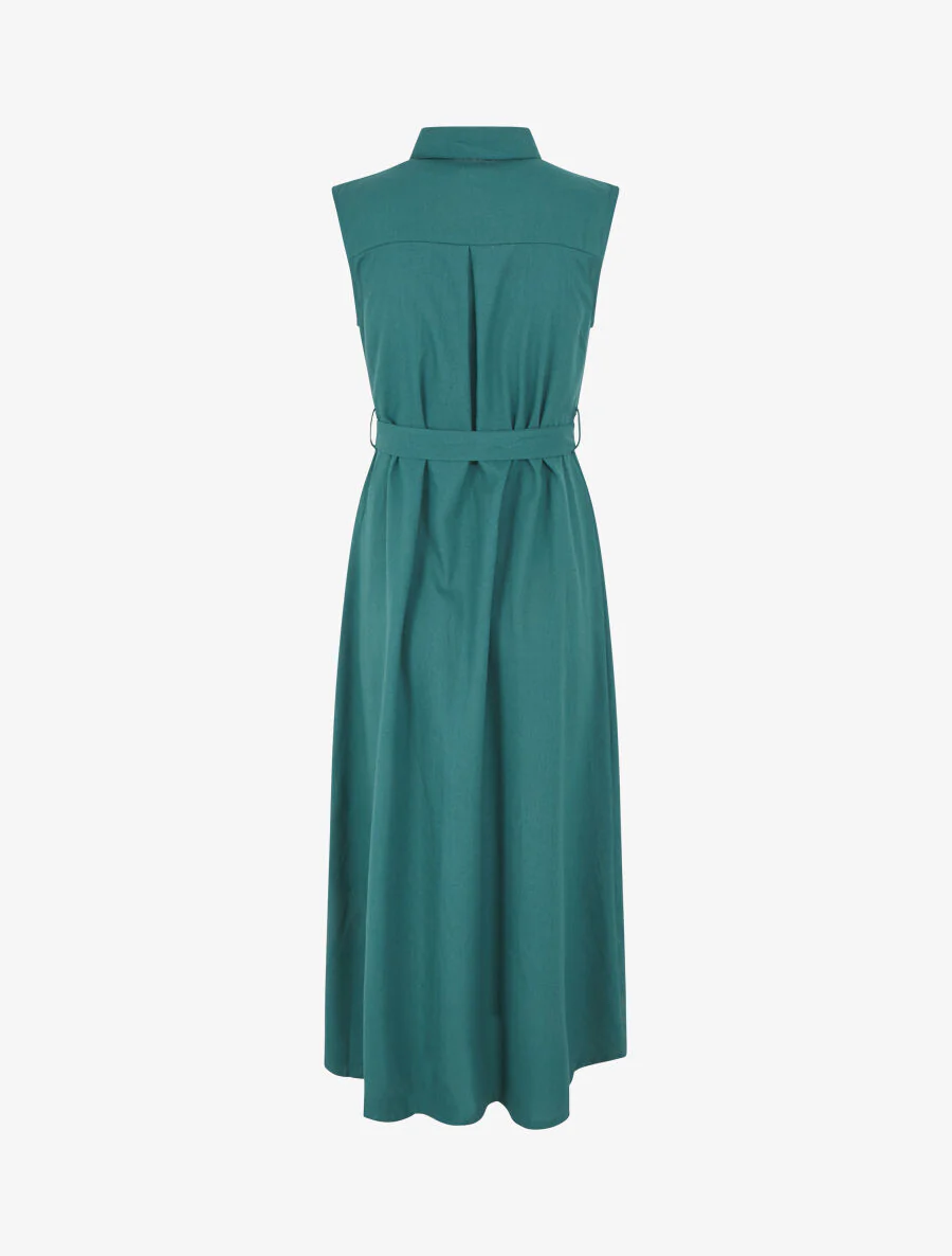 Uitlopende jurk met knopen en zakken - Blauwgroen - Image 2