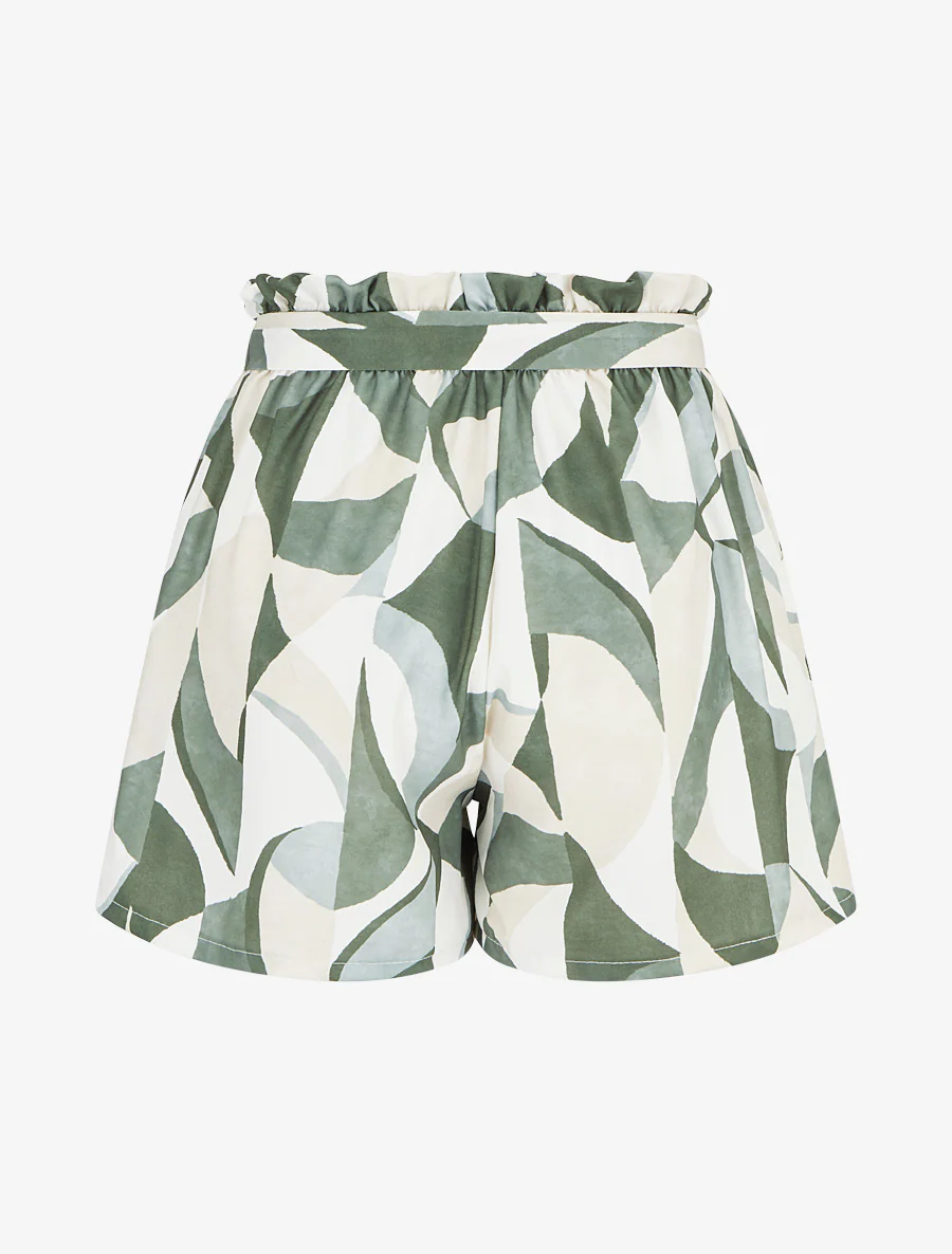 Uitlopende rok met grafische print - Kaki - Image 2