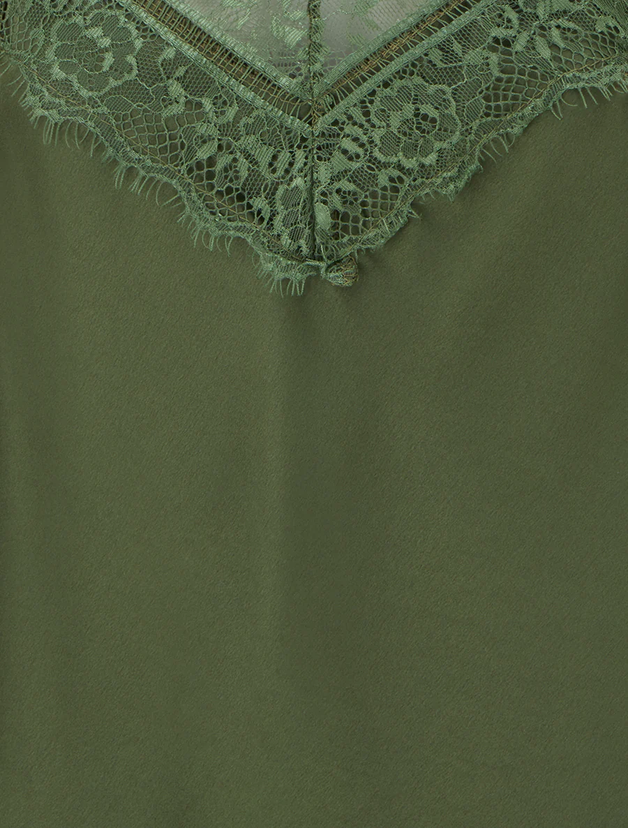 V-hals caraco met kant - Kaki - Image 3