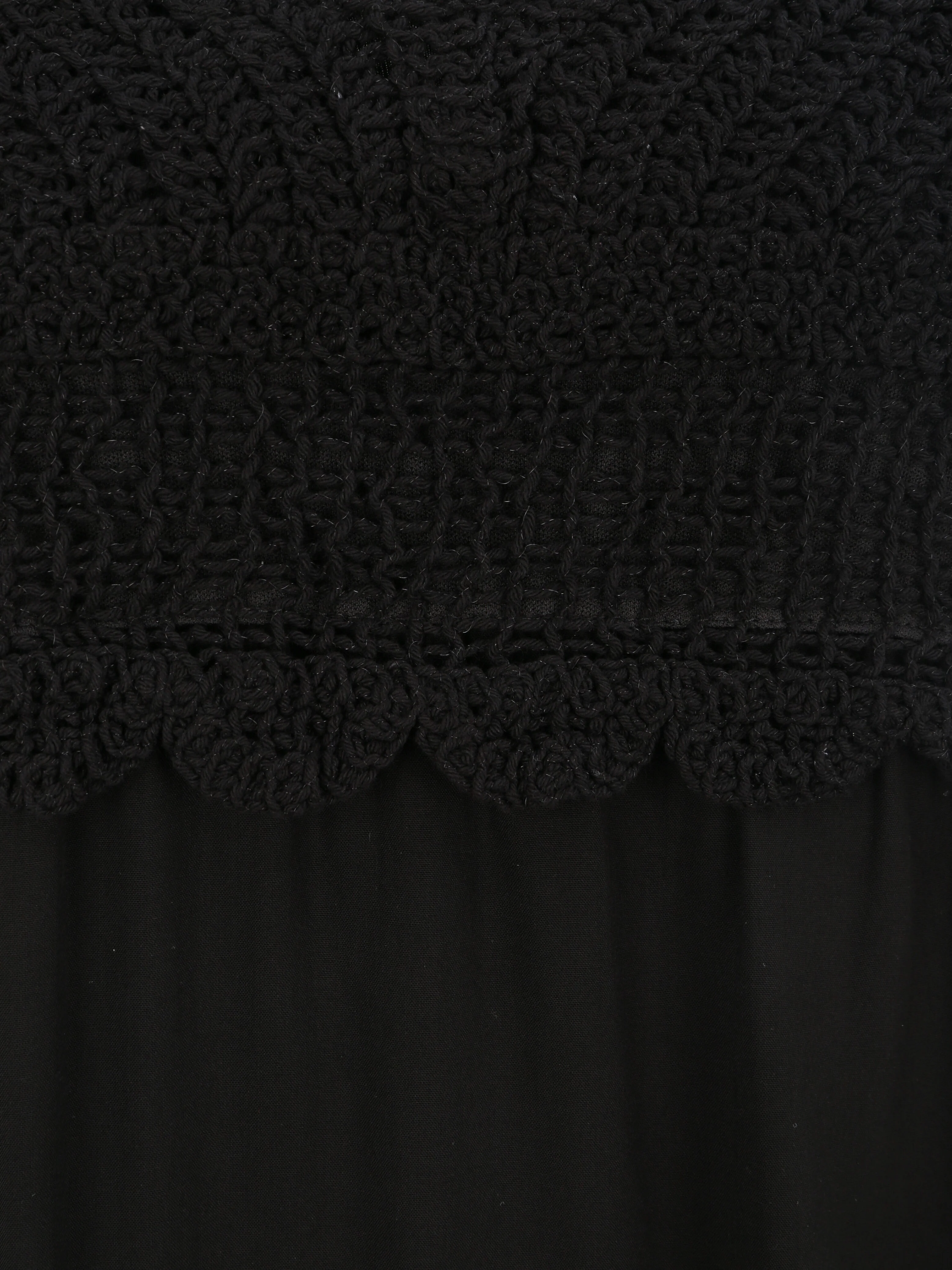 V-hals jurk met haakdetail - Zwart - Image 3