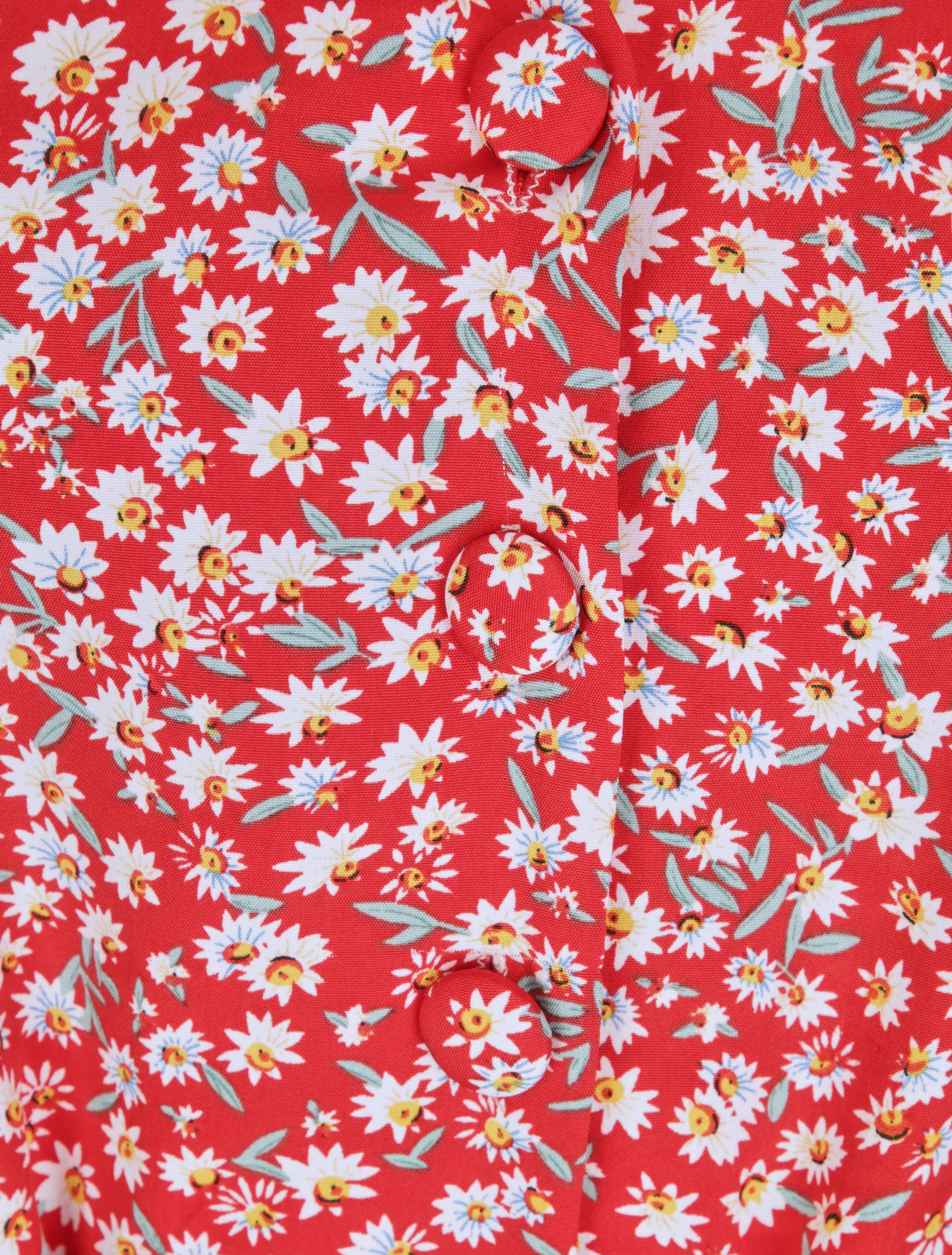V-hals knopjesjurk - Rood - Image 3