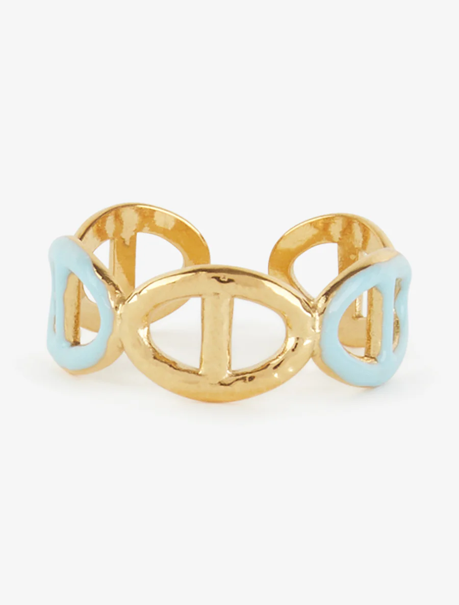 Verstelbare ring in maritieme schakels stijl - Goud/blauw - Image 3