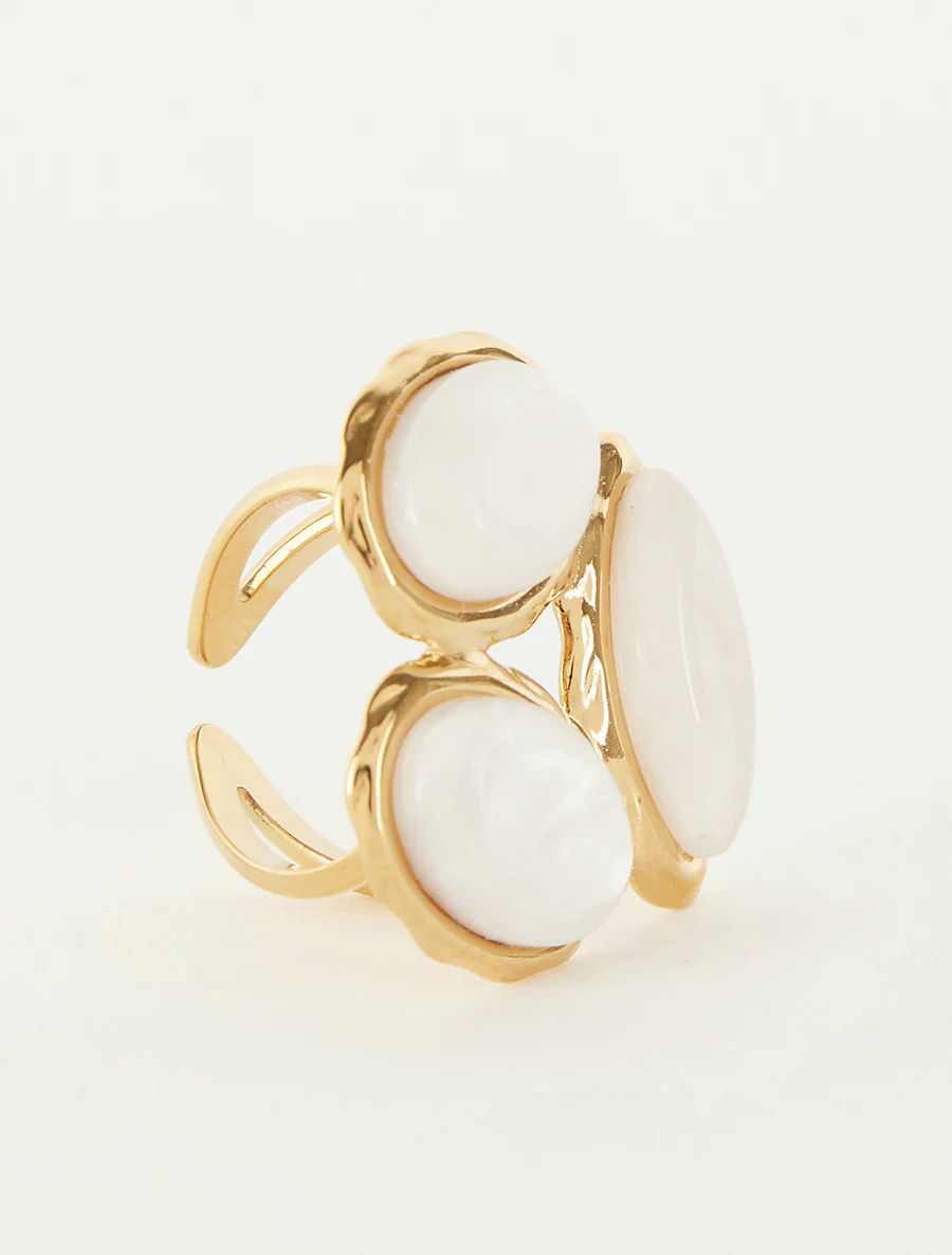 Verstelbare ring met harsstenen - Wit - Image 2