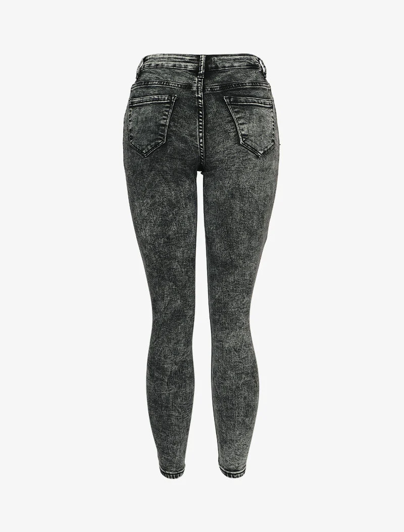 Verweerde skinny jeans met knoopsluiting - Donkergrijs - Image 2