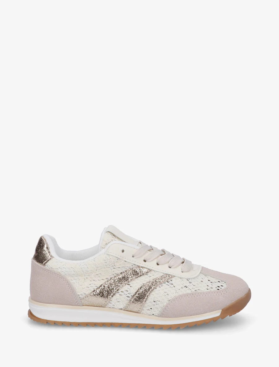 Veterschoenen met contrasterende strepen - Goud
