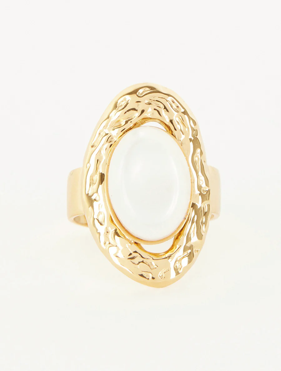 Vintage ring met steen - Wit - Image 3