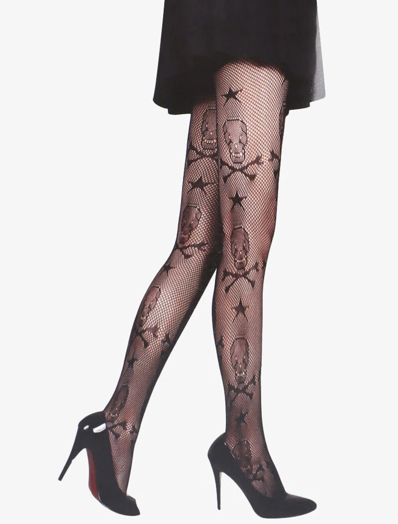 Netpanty's met schedelprint - zwart