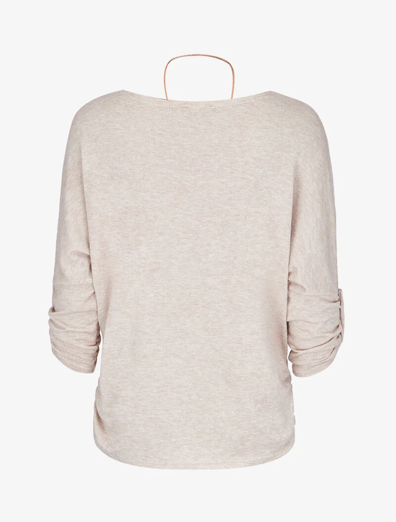 Vleermuismouwen trui met omslag - Beige - Image 2