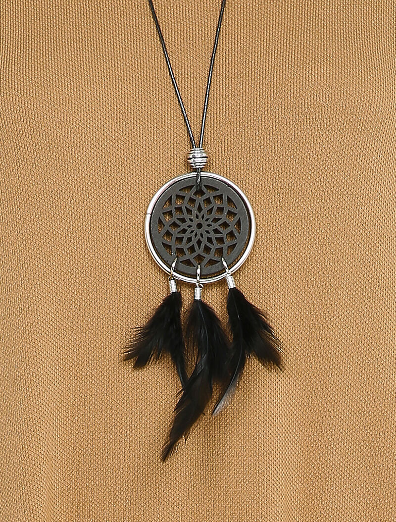 Vloeiende trui jurk met ketting - Camel - Image 3