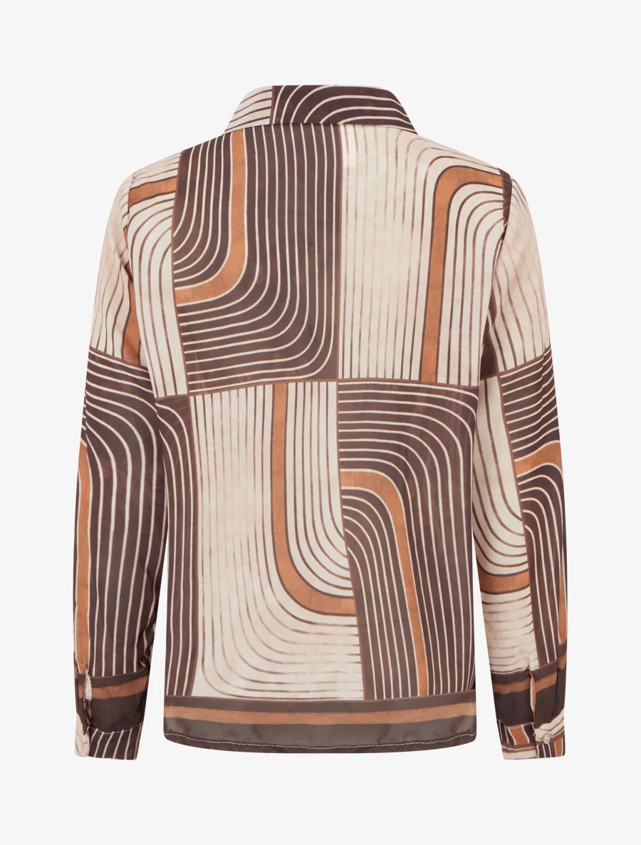 Vloeiende blouse met grafische print - Bruin - Image 2