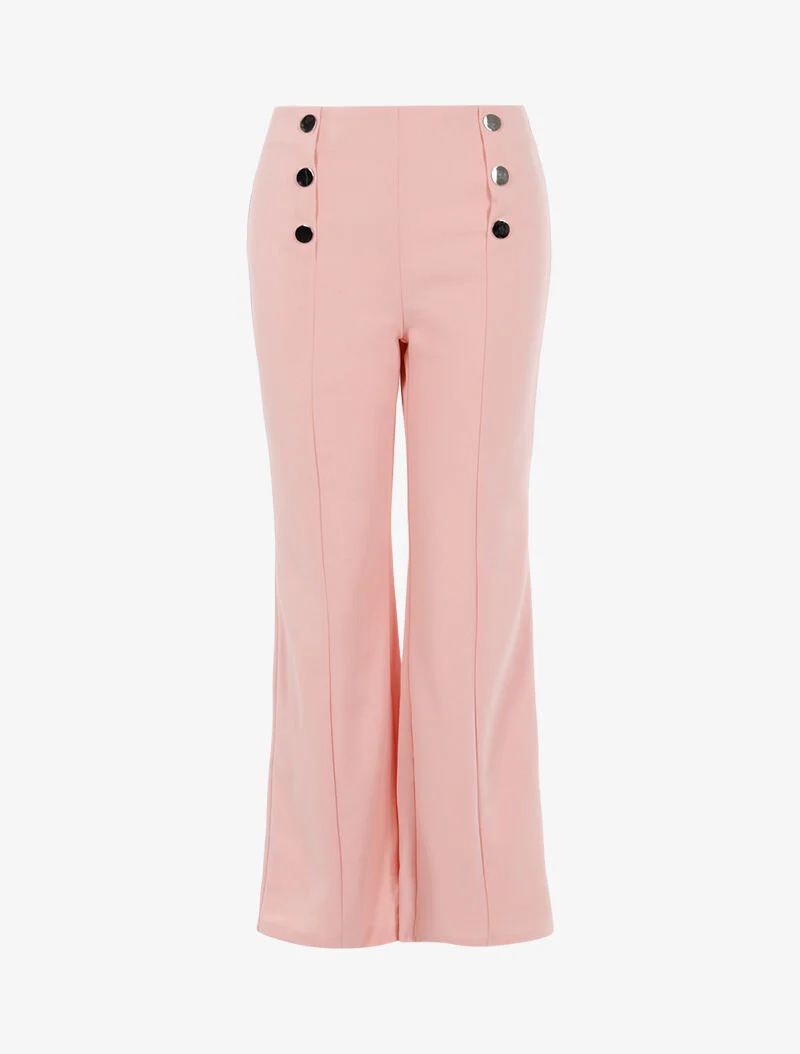 Vloeiende broek met decoratieve knopen - roze