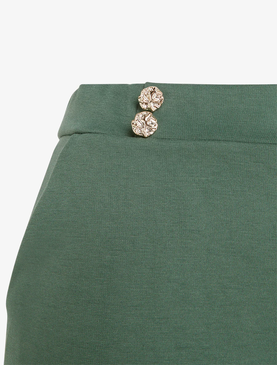 Vloeiende broek met een taille versierd met knopen. - Kaki - Image 3