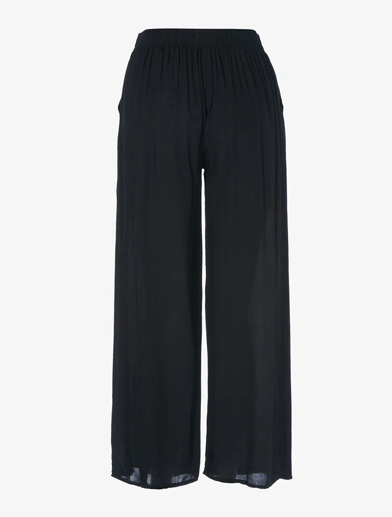 Vloeiende effen broek - zwart - Image 2