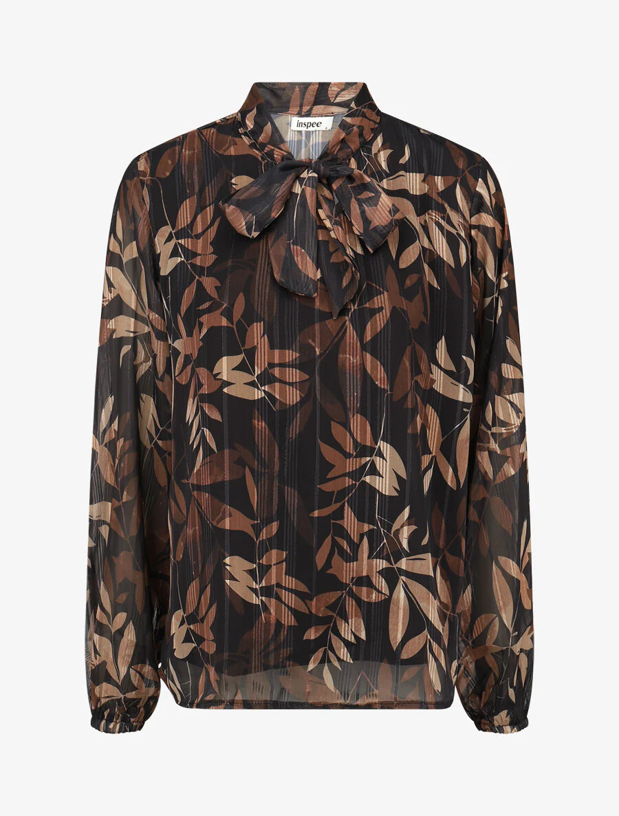 Voile blouse met bloemenprint - Zwart