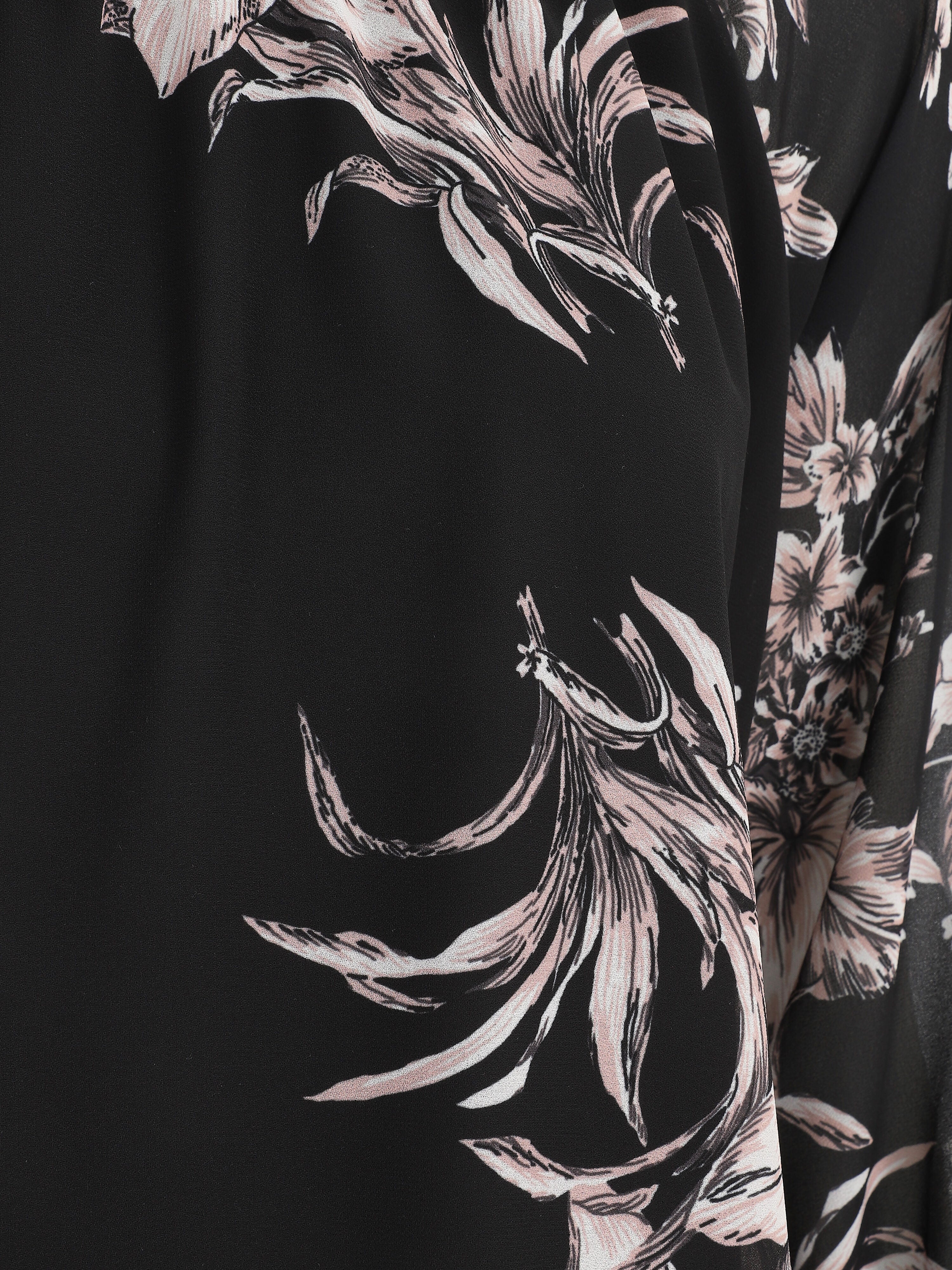Voile blouse met bloemenprint - Zwart - Image 3