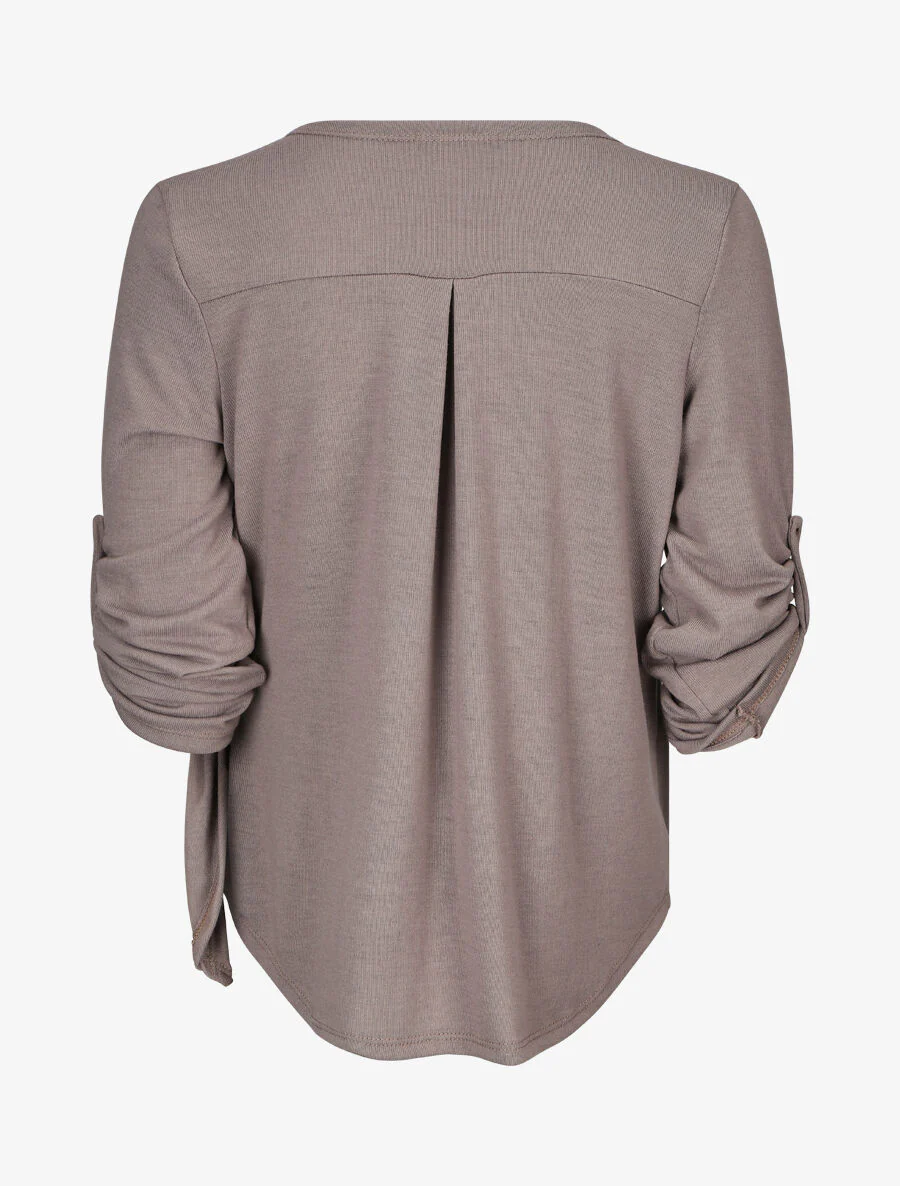 Vouwbaar kapmouwtrui - taupe - Image 2