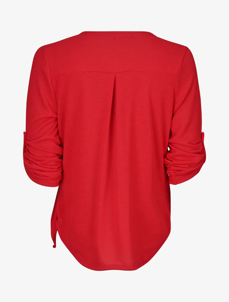Vouwbaar kapmouwtrui - Rood - Image 2