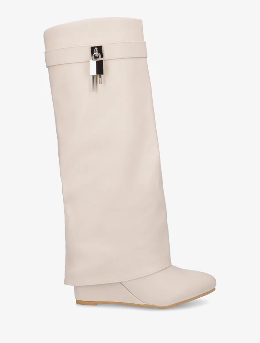 Wiggenlaarzen met omslagrand - Beige