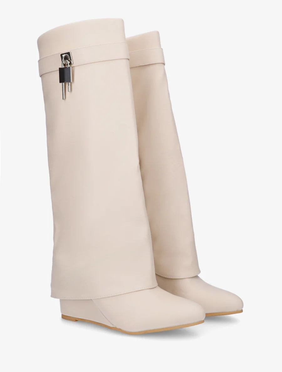 Wiggenlaarzen met omslagrand - Beige - Image 4