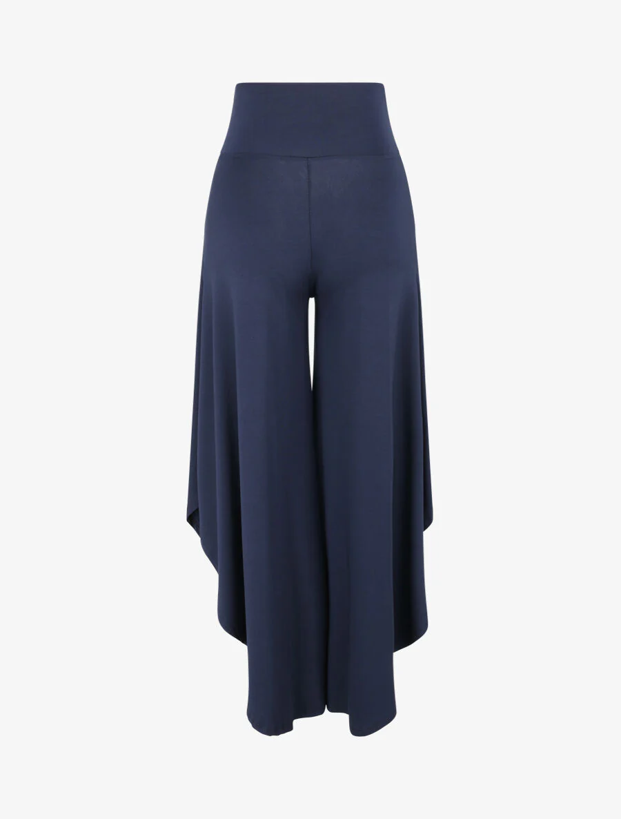 Wijd broek met asymmetrische randen - marineblauw - Image 2