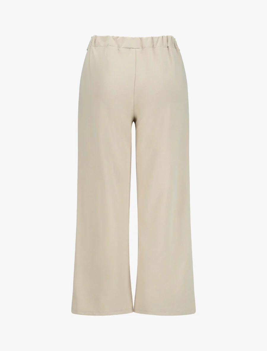 Wijd broek met elastische taille - Beige - Image 2