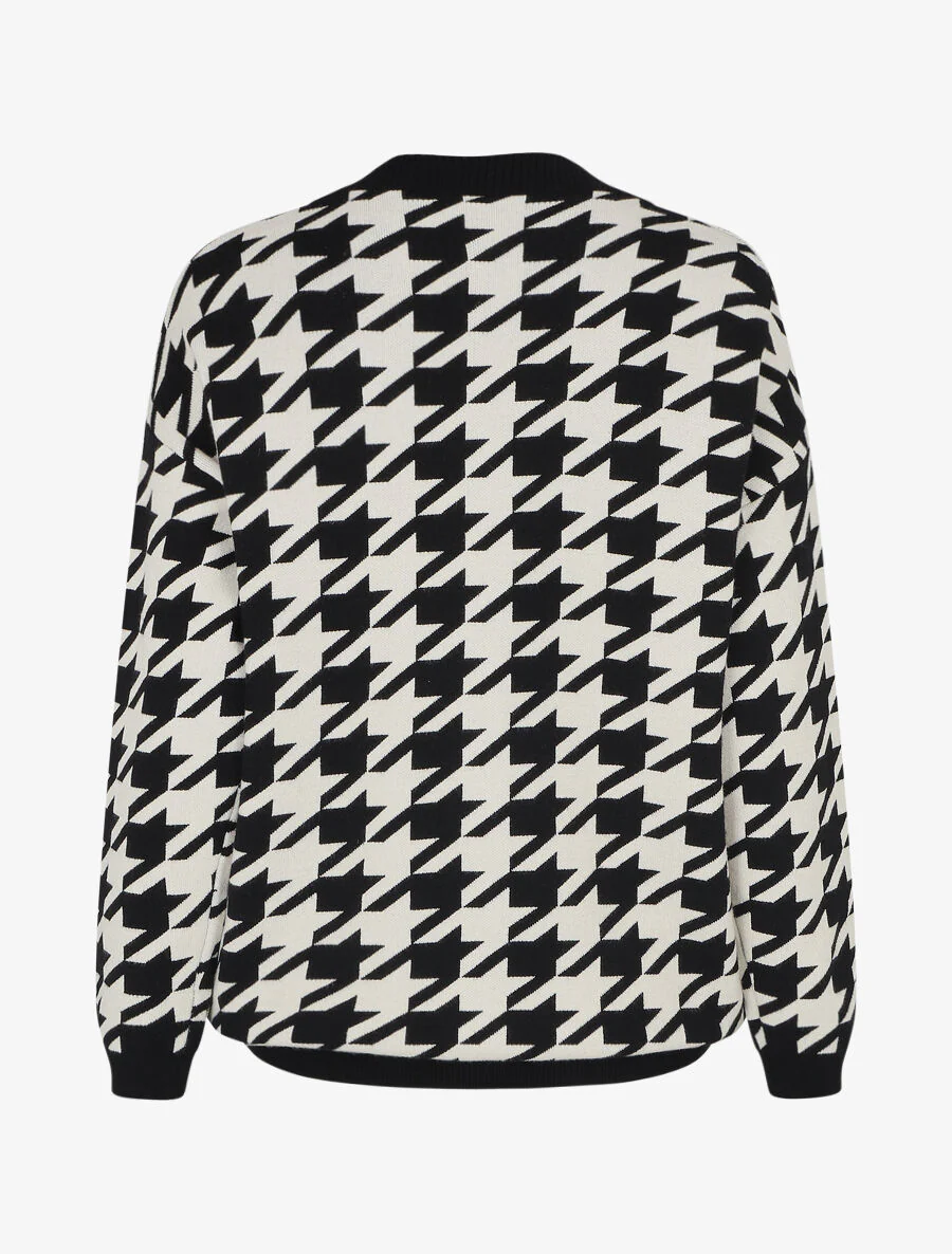 Wijd vest met pied-de-poule - zwart/wit - Image 3