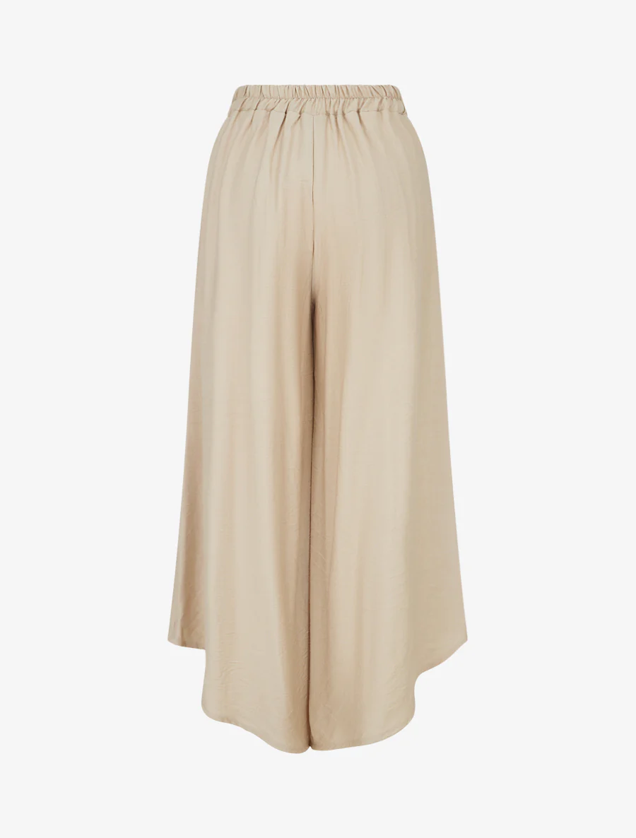 Wijde broek met asymmetrische randen - Beige - Image 2