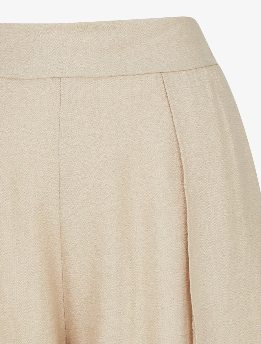 Wijde broek met asymmetrische randen - Beige - Image 3