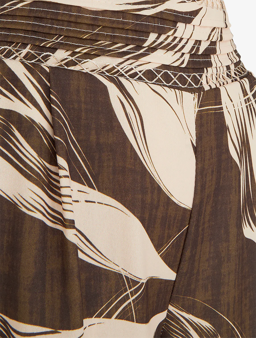 Wijde broek met bladerprint - Bruin - Image 3
