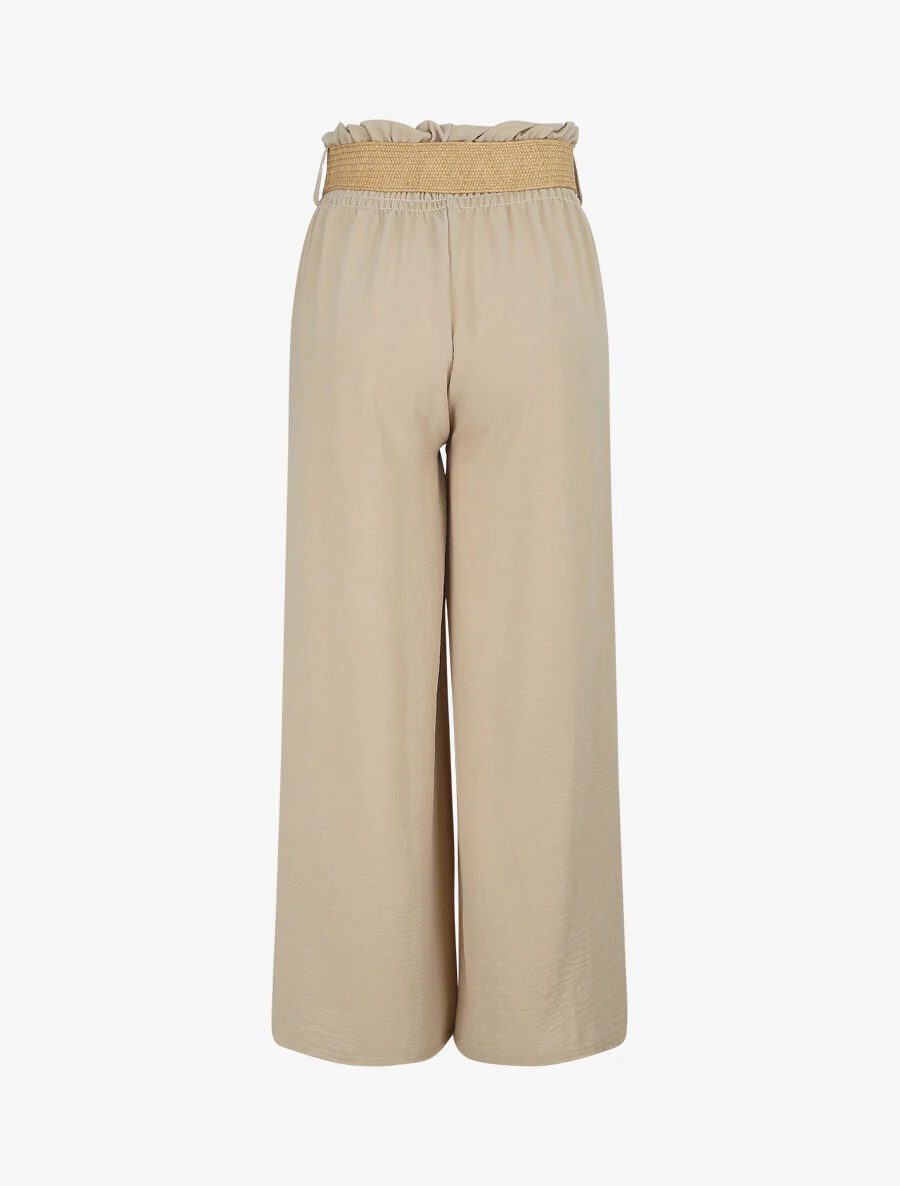 Lange broek met elastische taille - Beige - Image 2