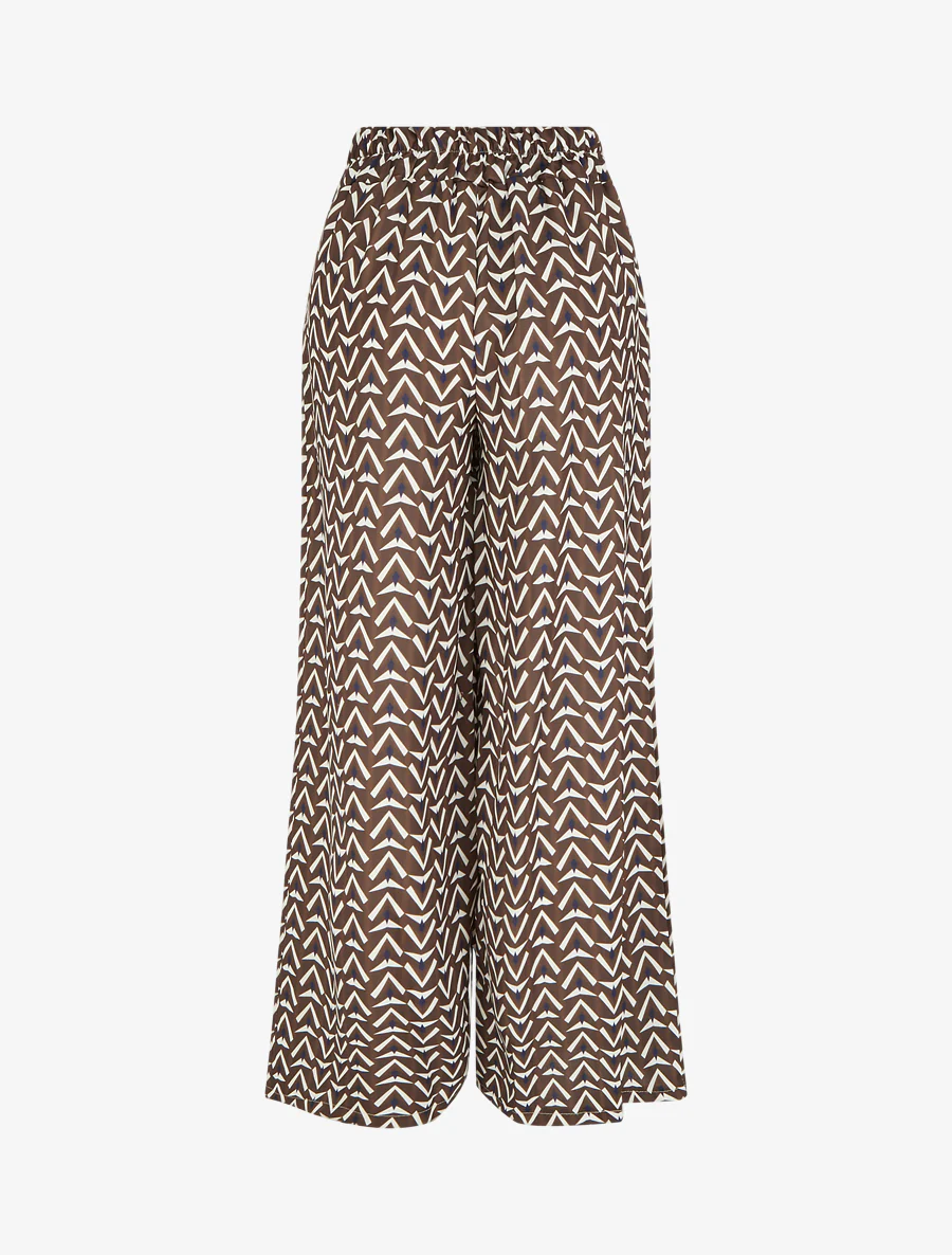 Wijde broek met geometrische print - Bruin - Image 2