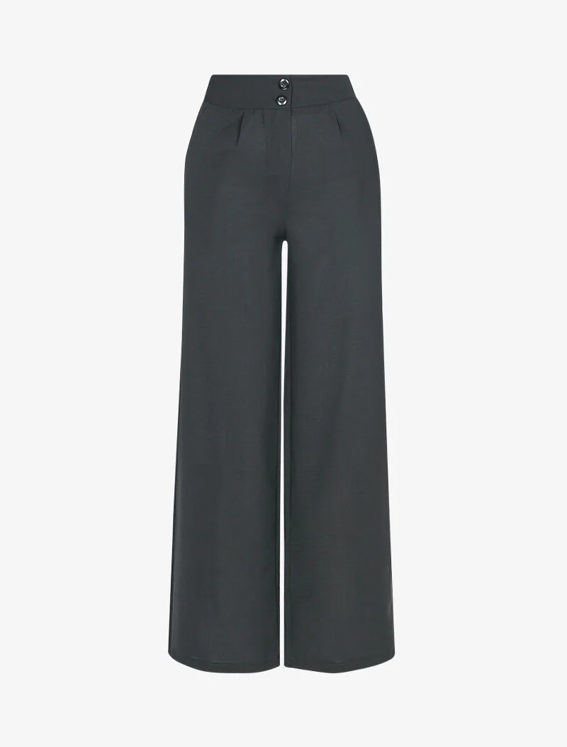 Wijde rechte broek - zwart