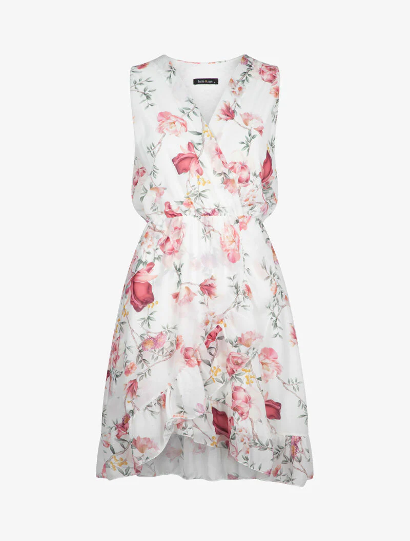 Wikkeljurk met bloemenprint - ecru - Image 2