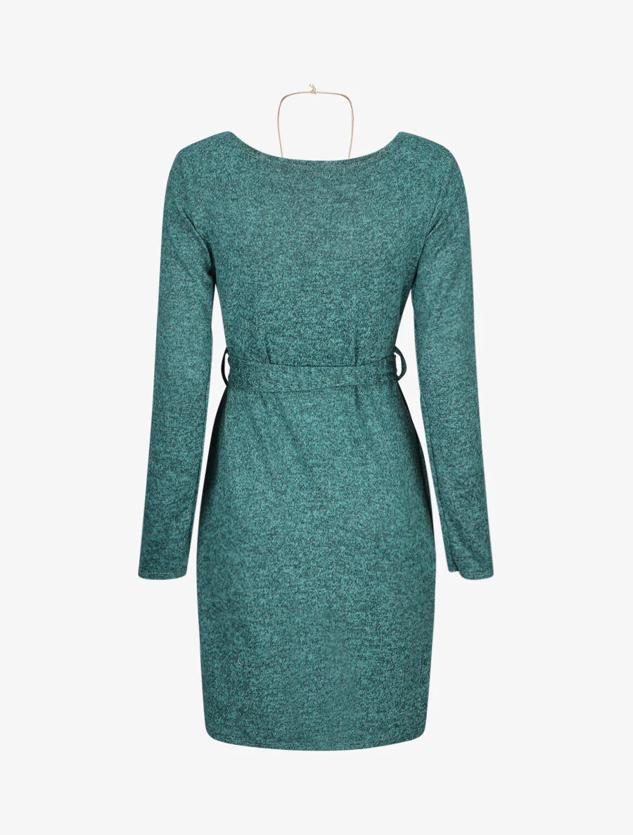 Wikkelstijl trui jurk - Groen - Image 2