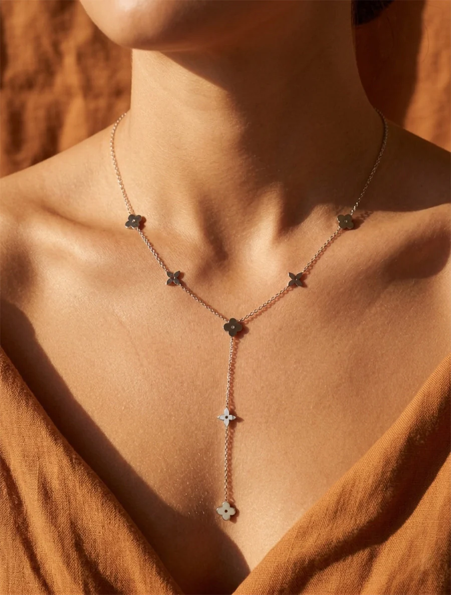 Y-ketting met bloemmotief - Geld